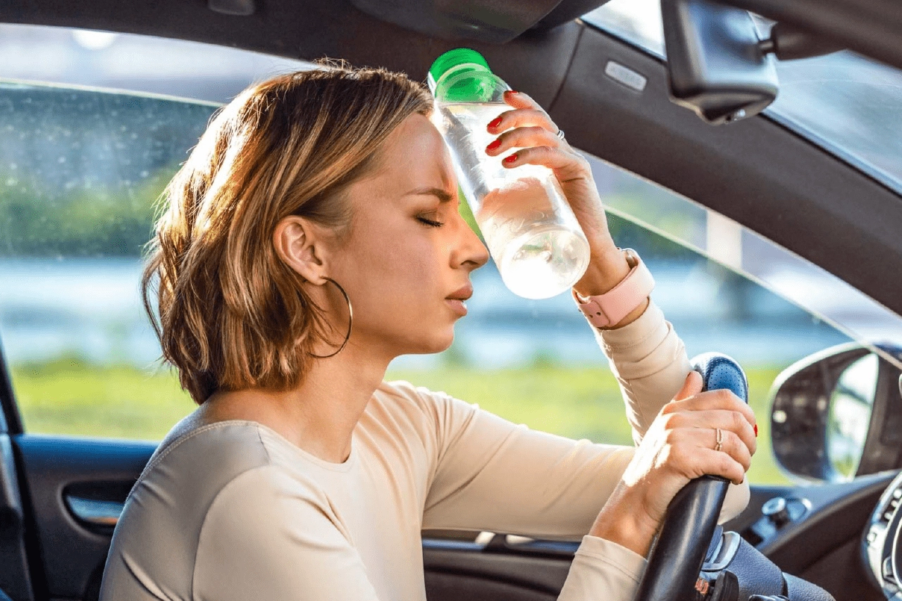 Изображение женщины с гипертонией, страдающей от жары