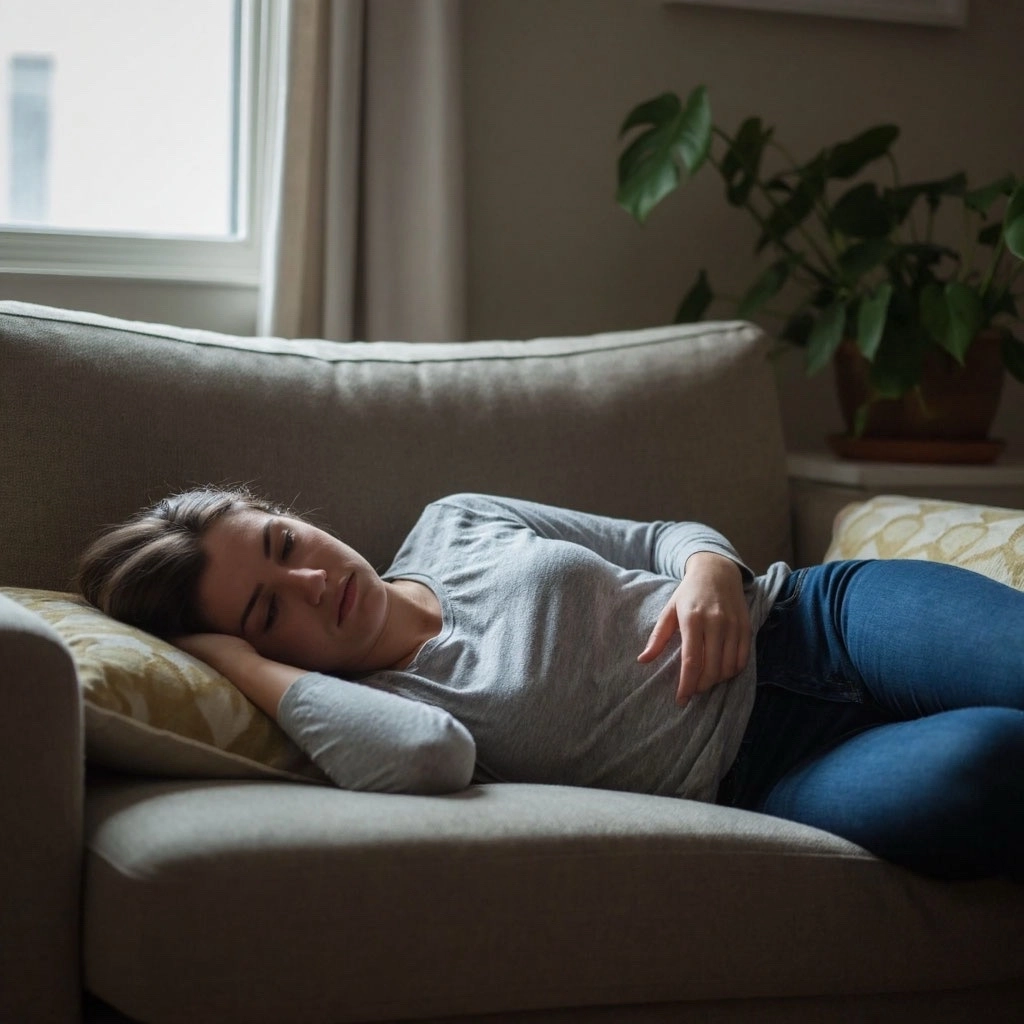 Женщина лежит и плохо себя чувствует