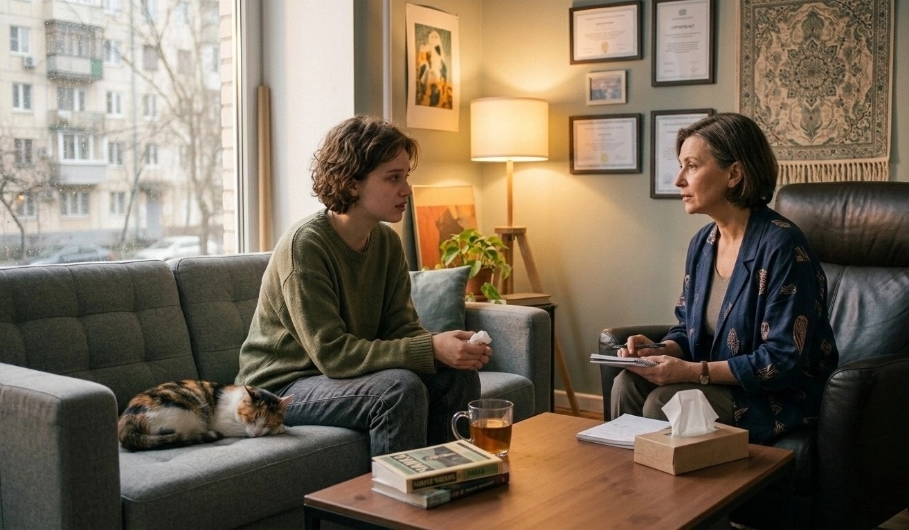 Девушка на приёме у психотерапевта