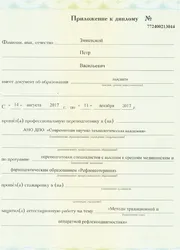 Фото приложения к диплому
