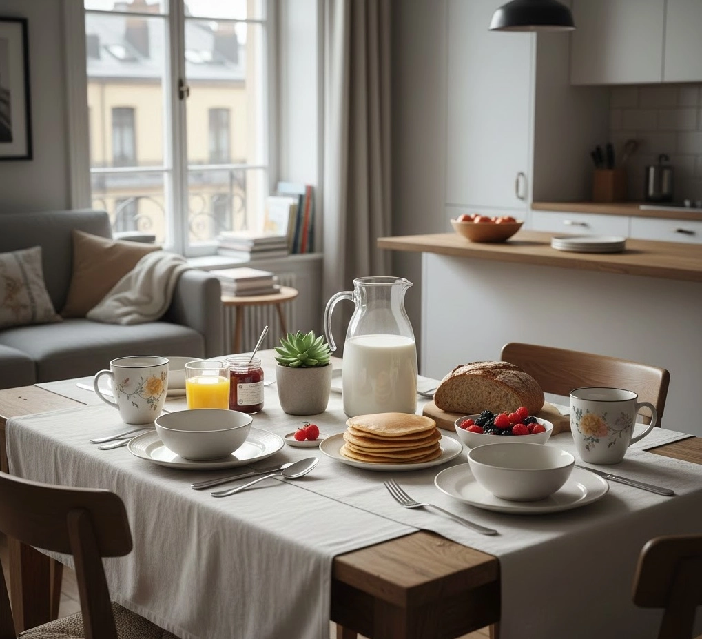 Фото накрытого стола на кухне