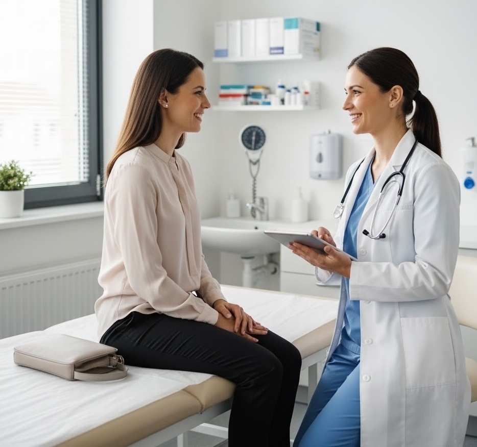 Женщина консультируется у врача Консультация у терапевта