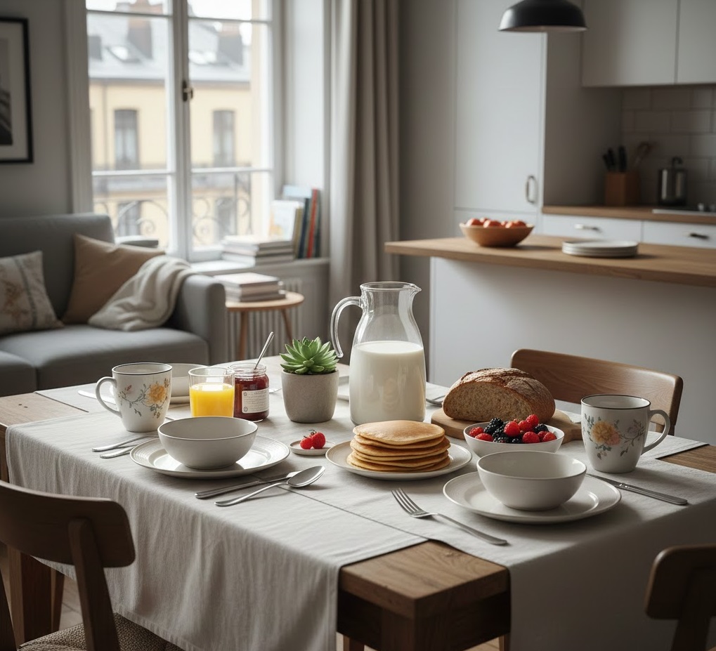 Фото накрытого стола на кухне